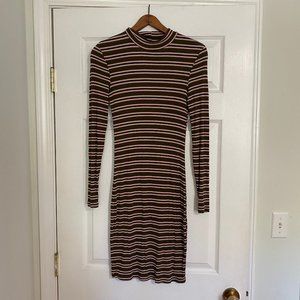 American Apparel Mockneck Striped Ribbed Dress